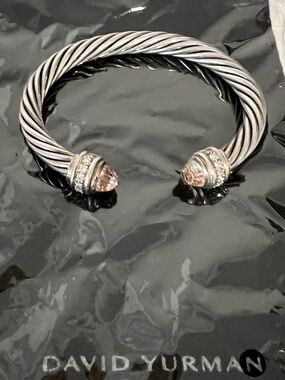 David Yurman 5mm Sterling Silver Cable withMorganite and Diamonds Bracelet